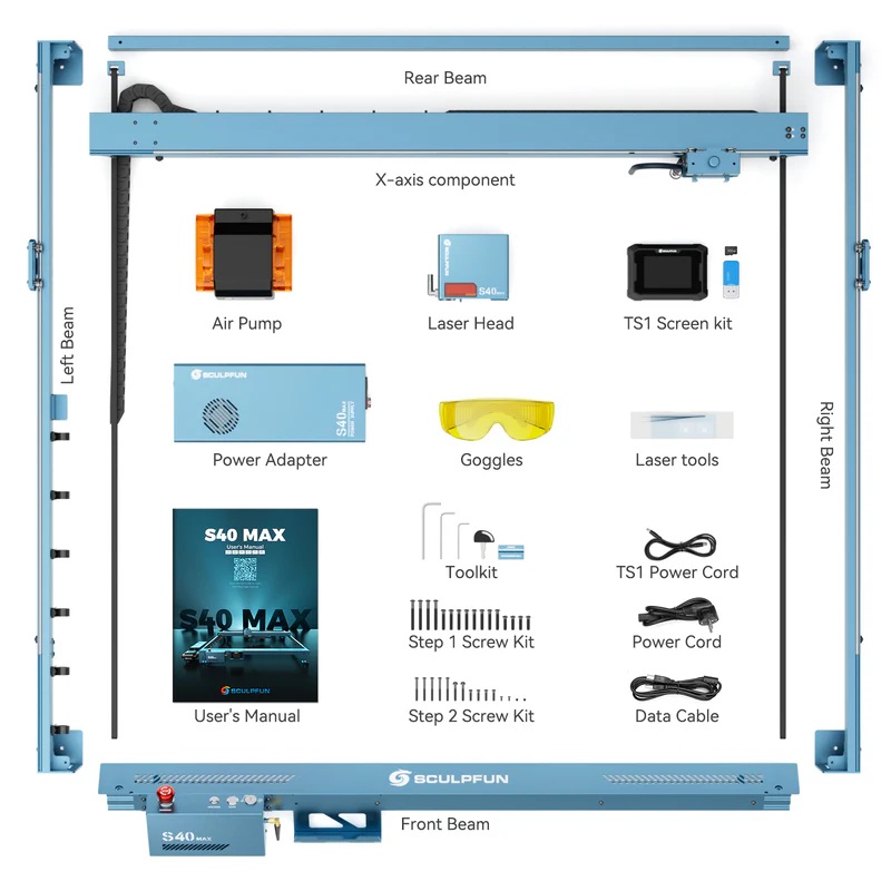 Sculpfun S40 Max 48w Laser Engraver Cutting Machine 830*800mm Engraving Area - Applicable Material: Stone
