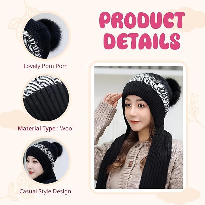 2 In 1 Winter Cap With Scarf 