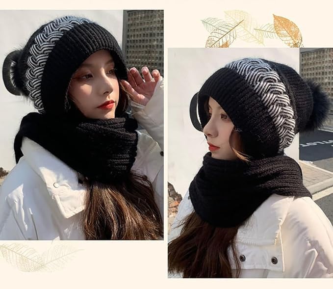 2 In 1 Winter Cap With Scarf 