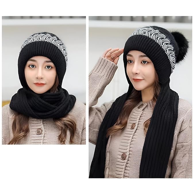 2 In 1 Winter Cap With Scarf 