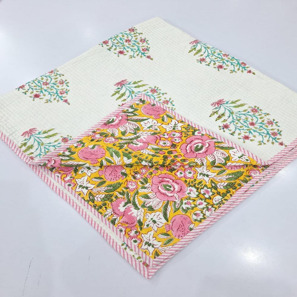 Block Print Cotton Baby Quilt