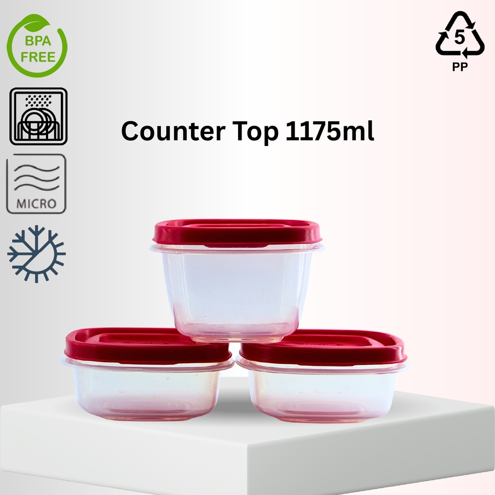 Counter top red 1075ml (300ml x 2 & 475ml x 1)