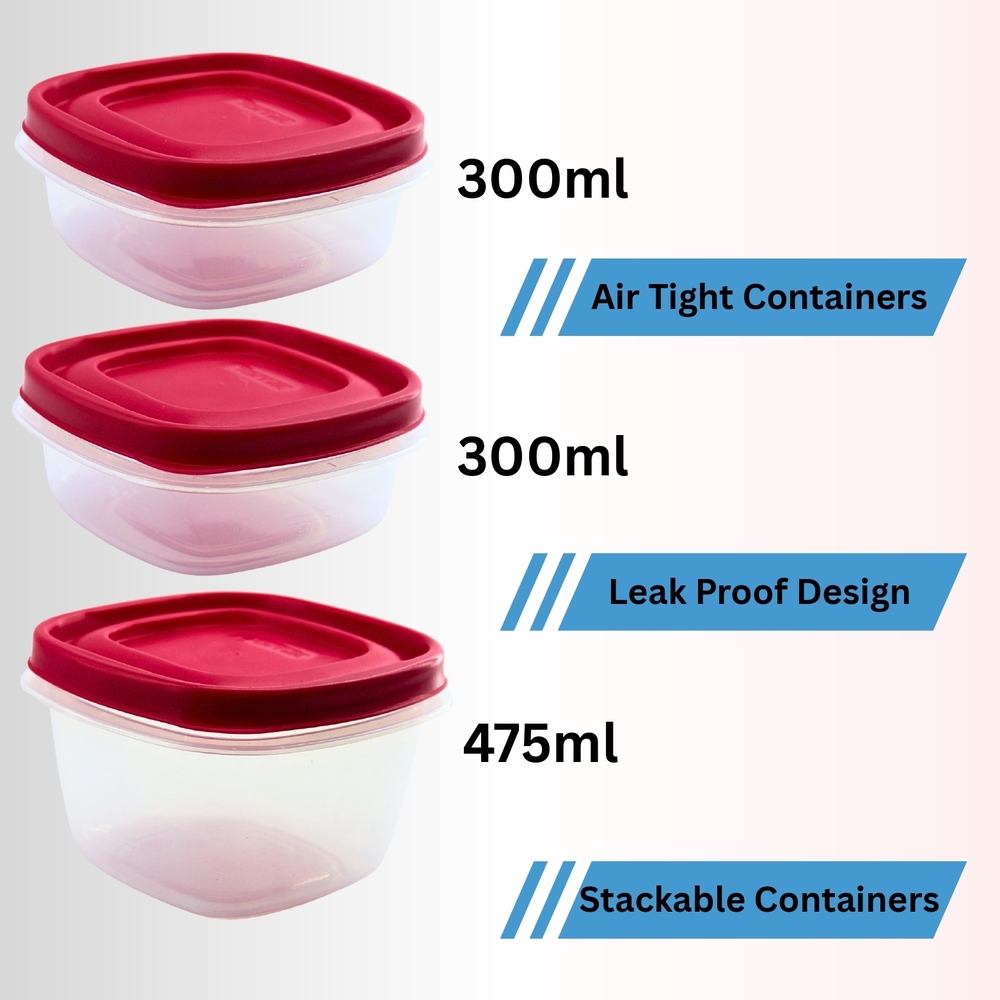 Counter top red 1075ml (300ml x 2 & 475ml x 1)