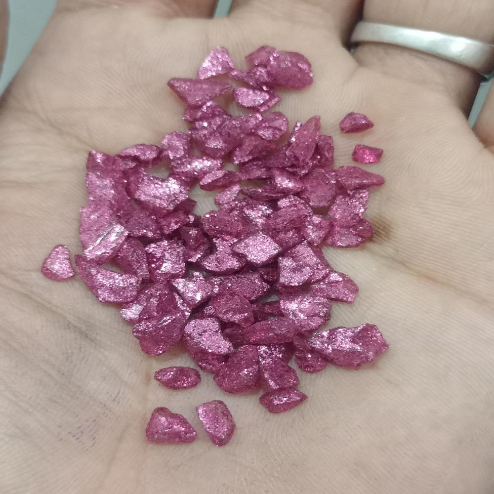 pink color coating glass chips Often made from recycled glass