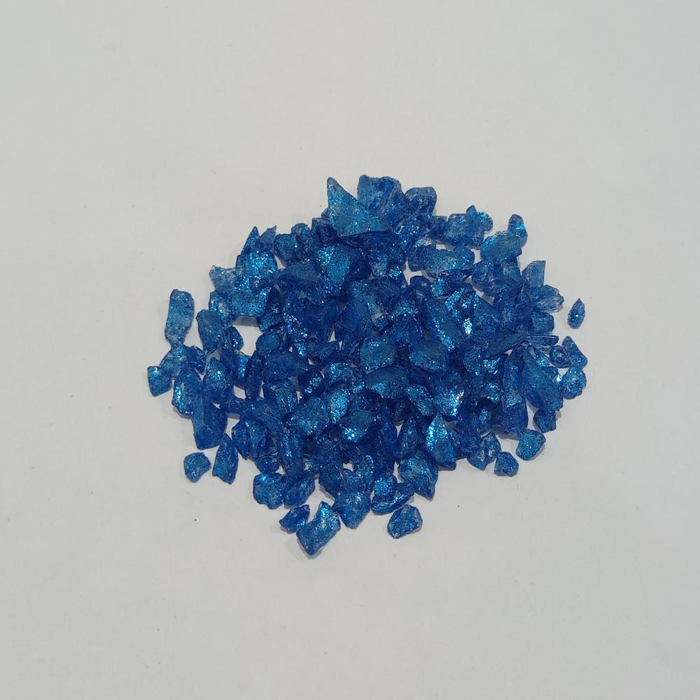 Dartk blue color coated small glass chips for craft application used