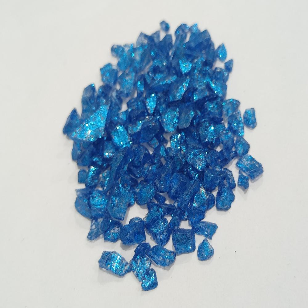 Dartk blue color coated small glass chips for craft application used