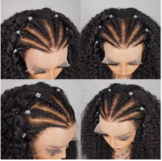 The Devote Halo Braided Kinky Curly Short Bob Lace Front Wig | Raw Brazilian Human Hair | HD Lace Frontal | Natural Finish