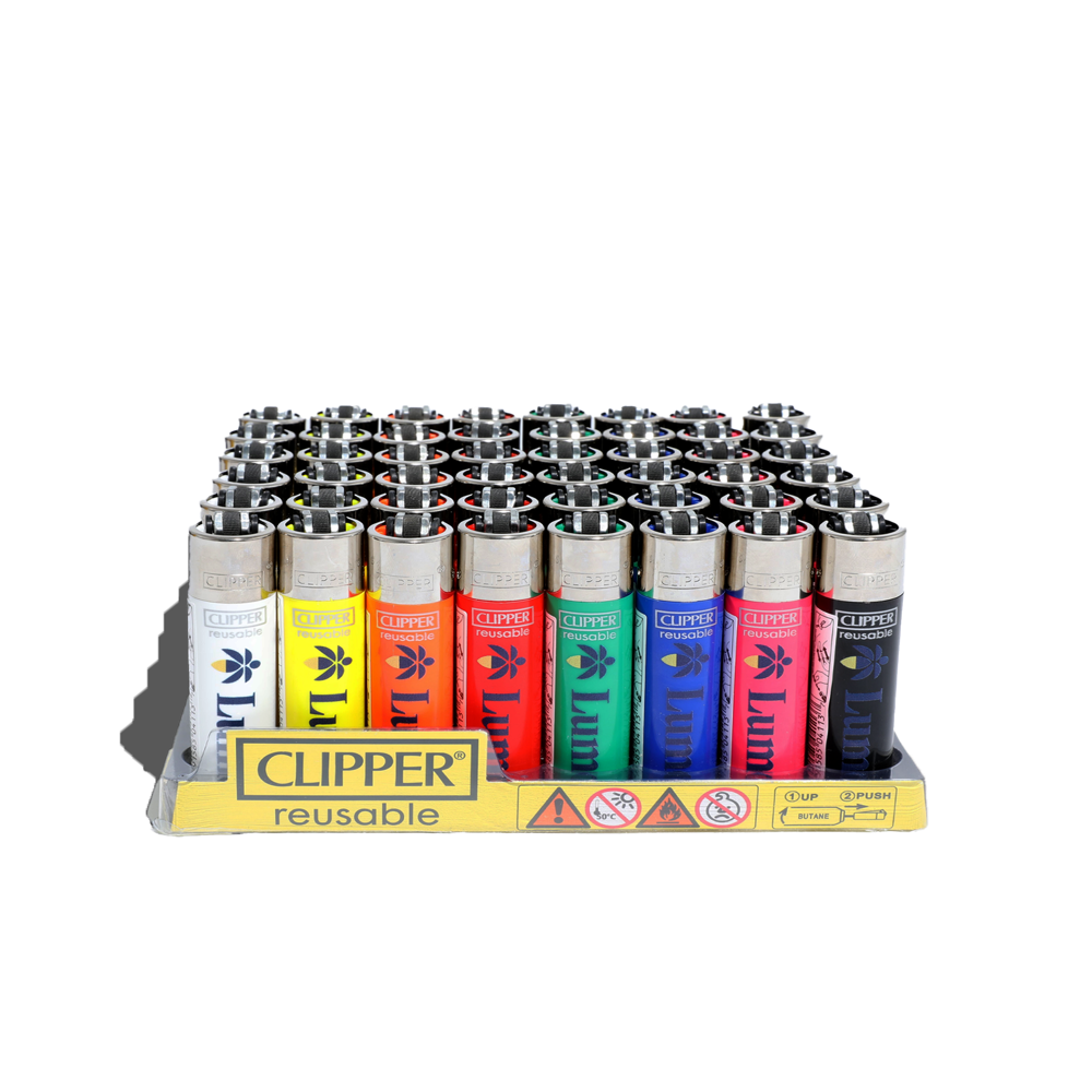 Reusable Clipper lighters in assorted colors and designs