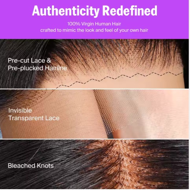 The Devote 6x5 Pre Cut Glueless Lace Wig | Mixed Color Highlight Human Hair | Wavy Texture | Natural Finish