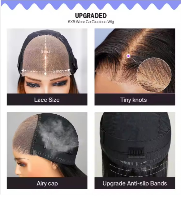 The Devote 6x5 Pre Cut Glueless Lace Wig | Mixed Color Highlight Human Hair | Wavy Texture | Natural Finish