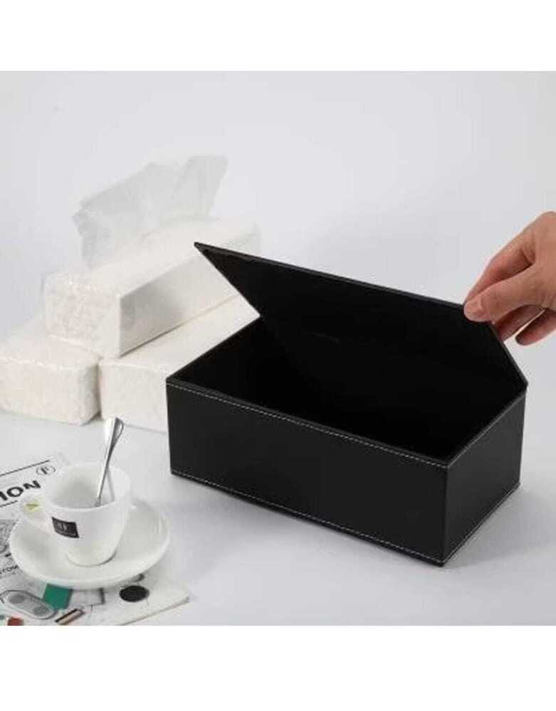 Leather Tissue Box - Color: Black