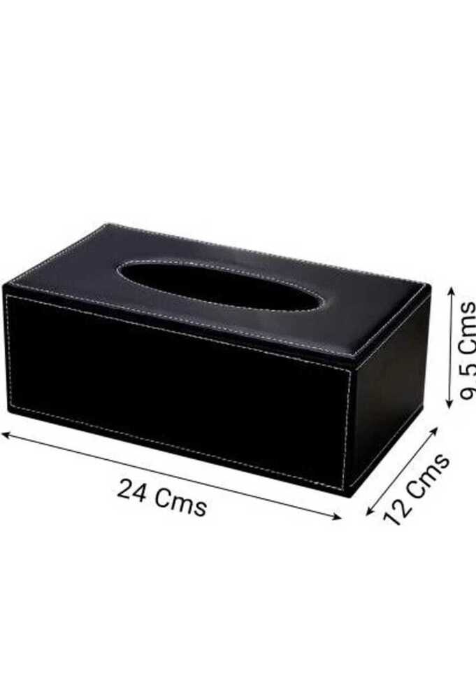 Leather Tissue Box - Color: Black