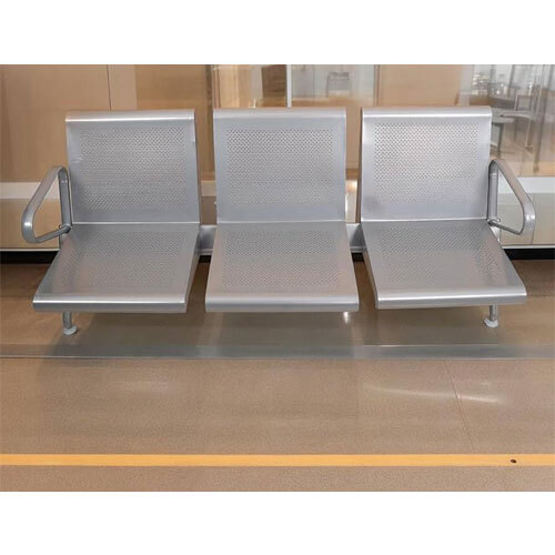 Waiting Chair 3 Seater Ms Powder Coated - Color: Silver