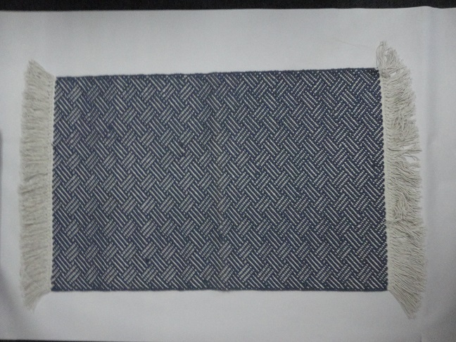 Trap Cotton Handloom Durrie - Color: Blue