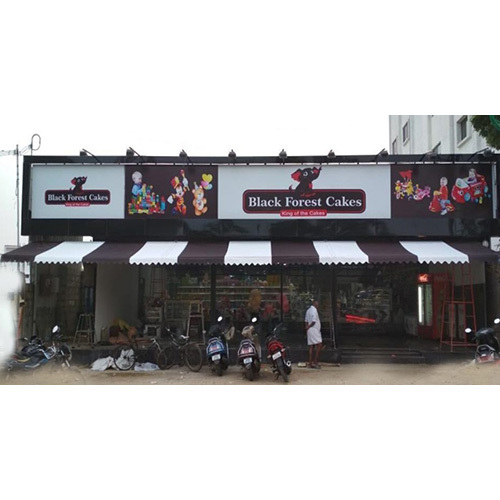 Striped Retractable Awning