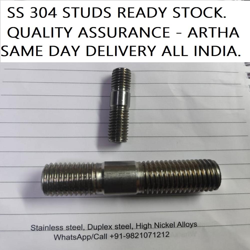 Stud Bolts - Stainless Steel, Round Shape, Gray Color | Galvanized Surface Treatment, 1 Year Warranty