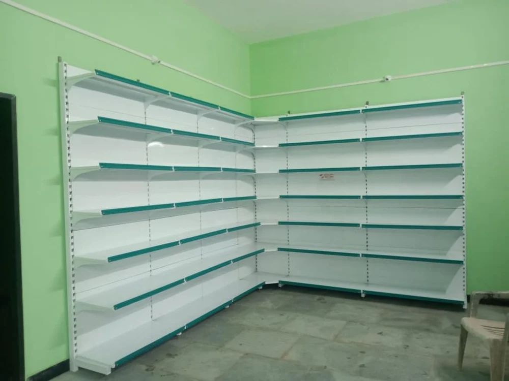 8 Feet Supermarket Corner Rack | Mild Steel - Capacity: 100 Kg