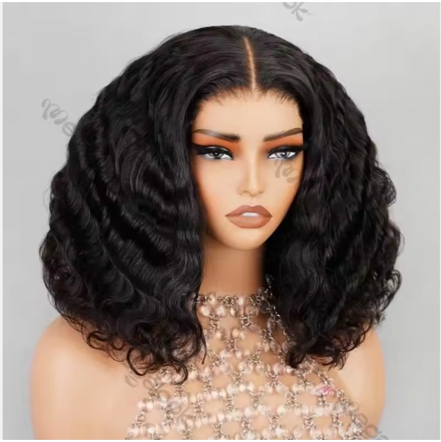 The Devote Natural Minimalist Deep Part Pre Cut Lace Wig | Short Curly Bob Human Hair Wig | Swiss HD Lace Wig for Women