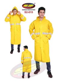 S2-015 PU Long Rain Coat Florescent with Taping & Reflective Tape
