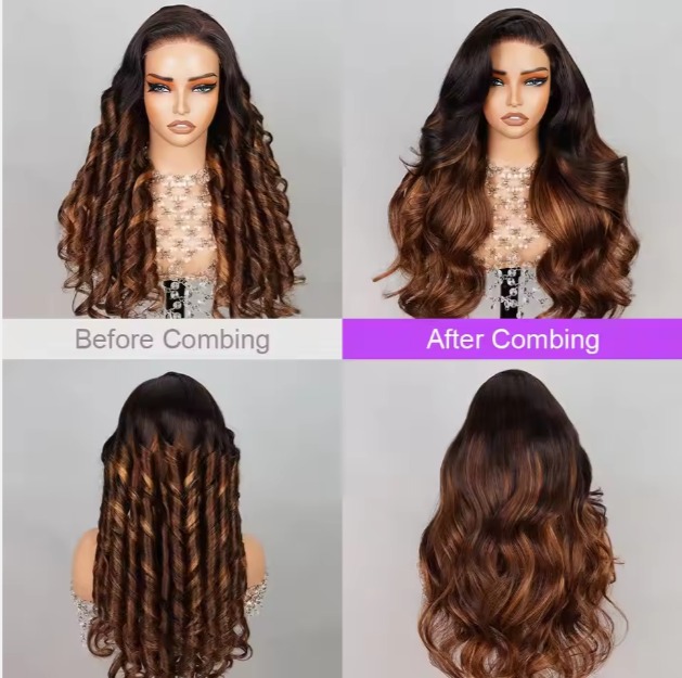The Devote HD Lace Glueless Human Hair Wig | 5x6 and 13x4 Chestnut Brown Ombre Deep Wave Wig for Women