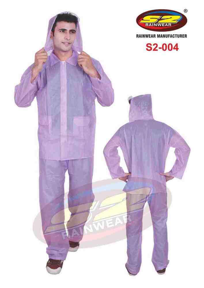 S2 Trans Rainsuit - Virgin Trans Pvc, Free Size | Jacket, Pant And Cap With Draw-string Hood, Two Front Pockets, Zipper Flap Cover, Elasticized Waistband, Assorted Colors