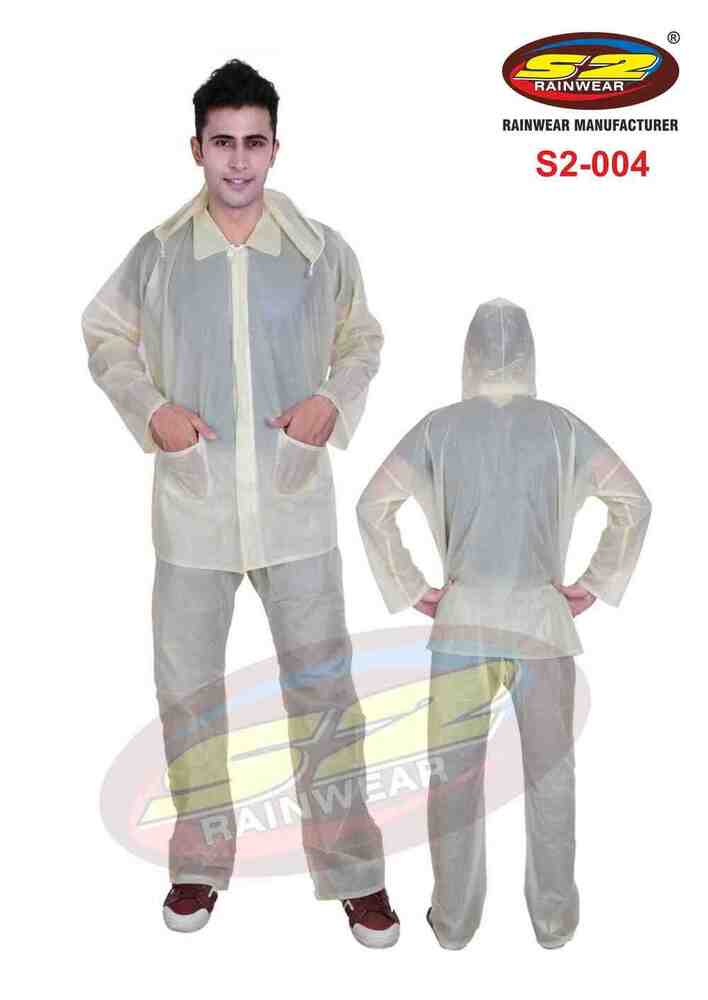 S2 Trans Rainsuit - Virgin Trans Pvc, Free Size | Jacket, Pant And Cap With Draw-string Hood, Two Front Pockets, Zipper Flap Cover, Elasticized Waistband, Assorted Colors
