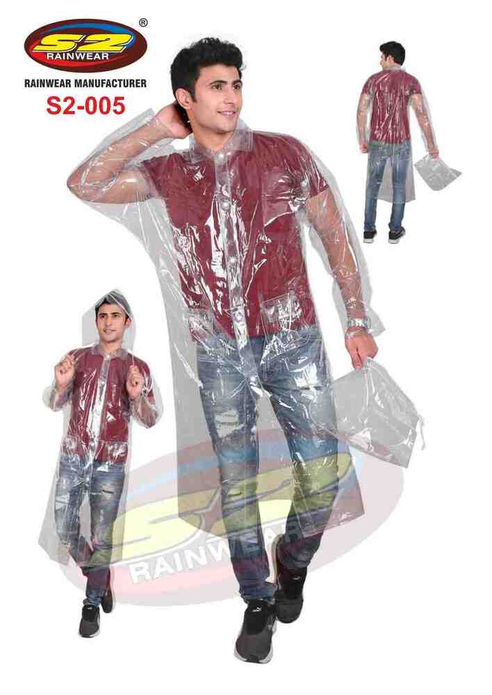 Pvc Plastic Raincoat - Virgin Pvc 0.15mm Thickness, Free Size, Transparent Color | Long Coat With Hood, Two Front Pockets, Back Slit For Comfort