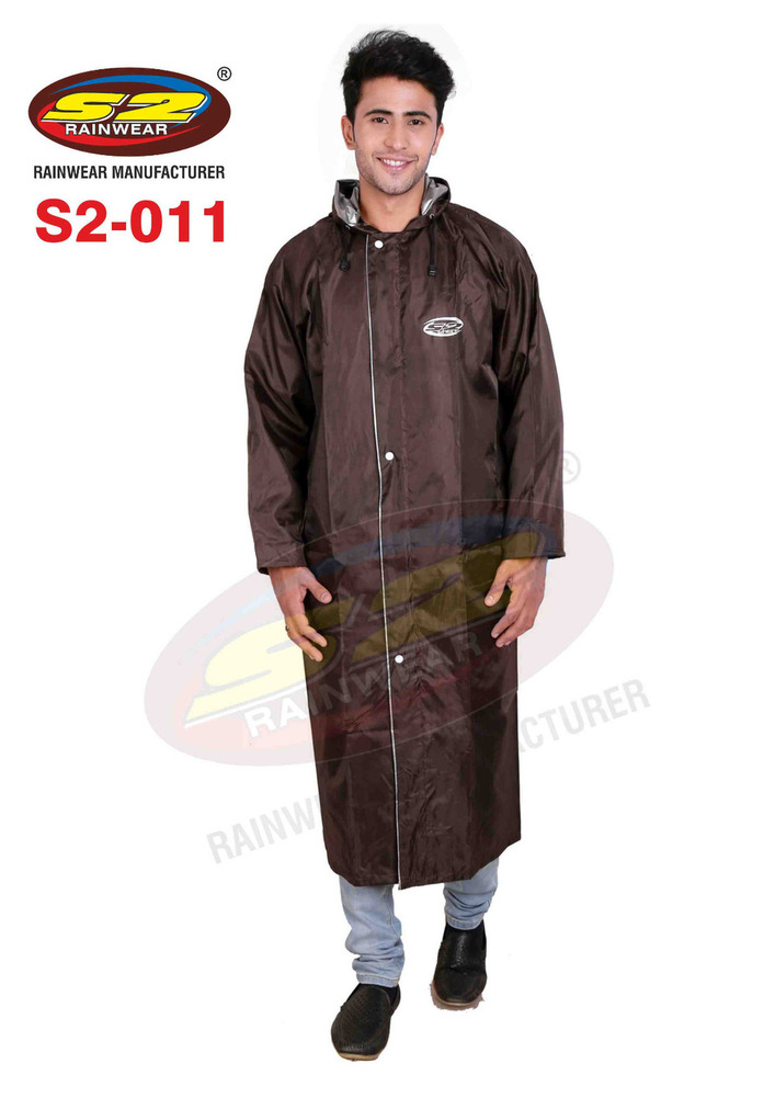 S2 Reversible Raincoat - Color: Assorted, Pattern Type: Plain, Gender: Men, Lining Material: Pvc, Style: Long Coat