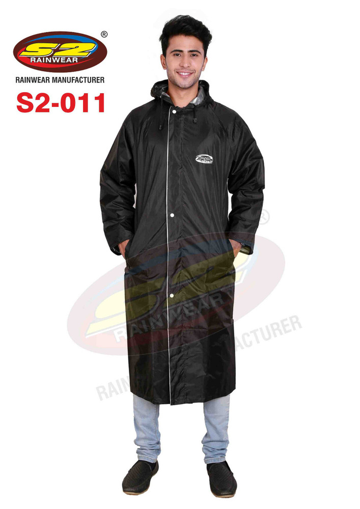 S2 Reversible Raincoat - Color: Assorted, Pattern Type: Plain, Gender: Men, Lining Material: Pvc, Style: Long Coat
