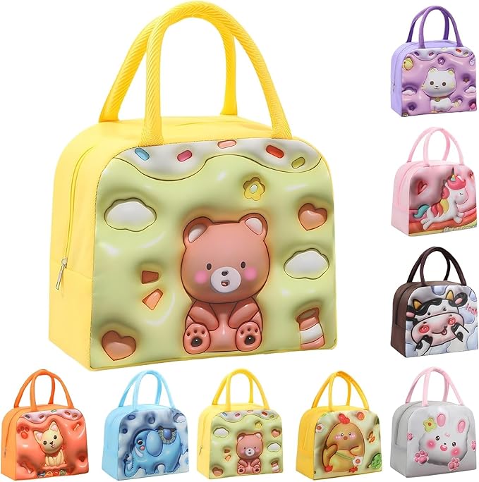 Insulated 3D Cartoon Prints Lunch Bag