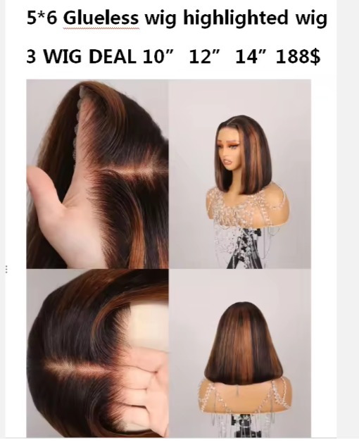 The Devote 5x6 Glueless Bob Human Hair Wig | Highlighted Color Short Bob Wig | Wear and Go Lace Wig
