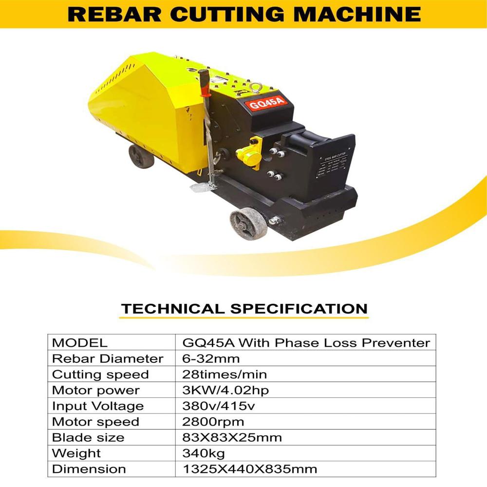 Gq45a Rebar Cutting Machine - Color: Yellow