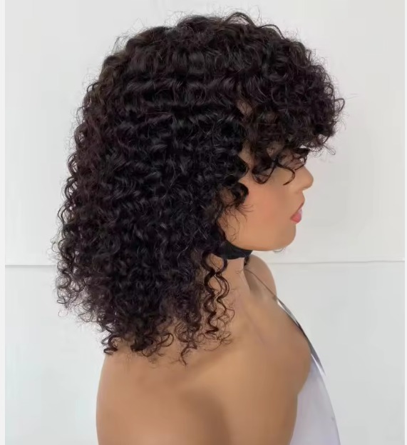 The Devote Straight Double Drawn Jerry Curl Human Hair Wig | Full Machine Made Afro Curly No Lace Wig