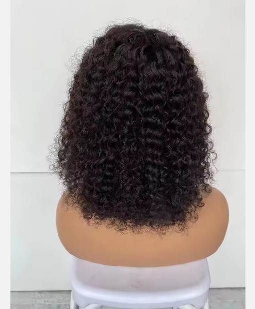 The Devote Straight Double Drawn Jerry Curl Human Hair Wig | Full Machine Made Afro Curly No Lace Wig