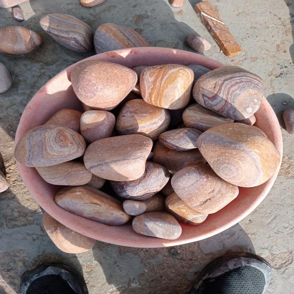 Natural black granite stone pebbles / Garden landscape / Naturally smooth surface  Rounded or oval shapes