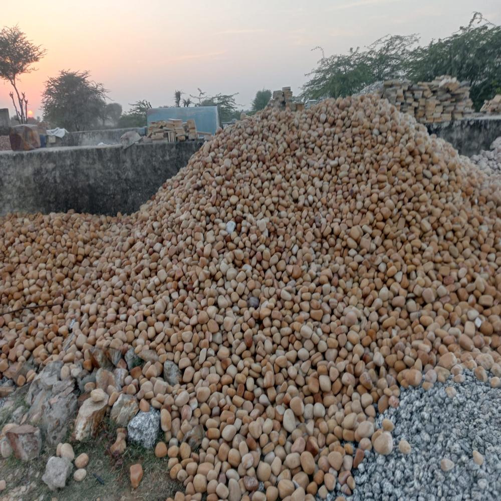 Natural black granite stone pebbles / Garden landscape / Naturally smooth surface  Rounded or oval shapes