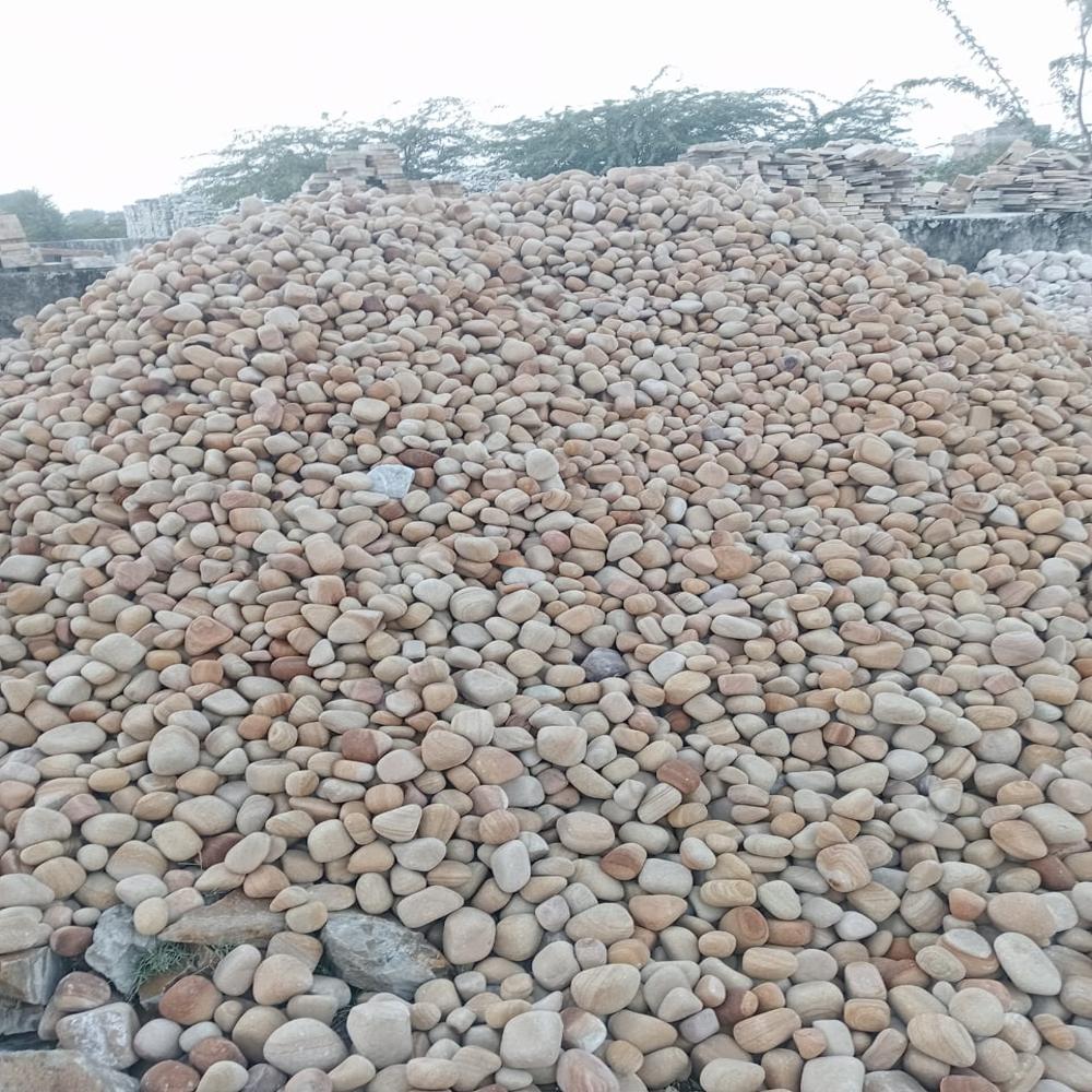 Natural black granite stone pebbles / Garden landscape / Naturally smooth surface  Rounded or oval shapes