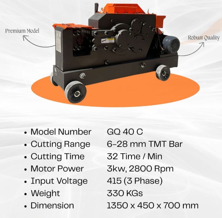 Gq40 Rebar Cutting Machine - Color: Orange