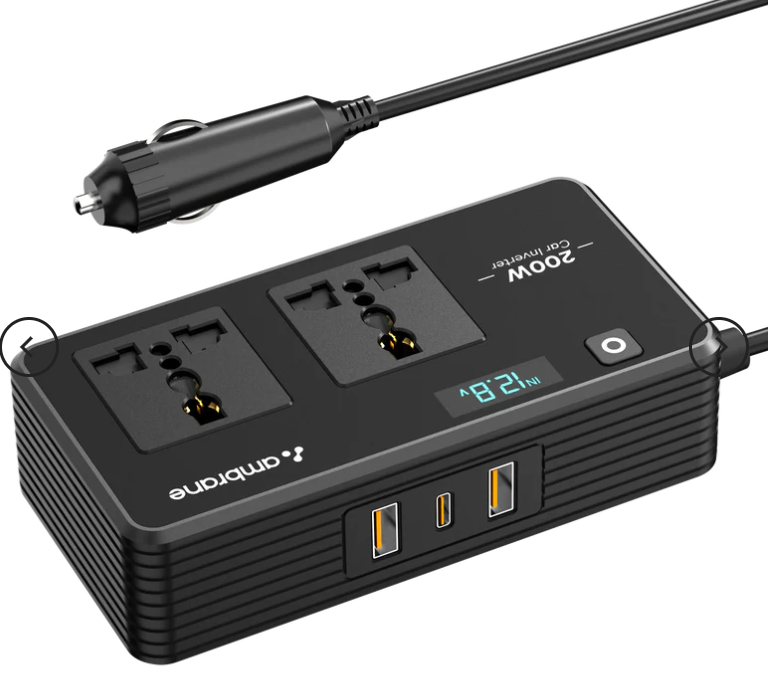Smartstrip Auto, 200w Car Inverter - Color: Black