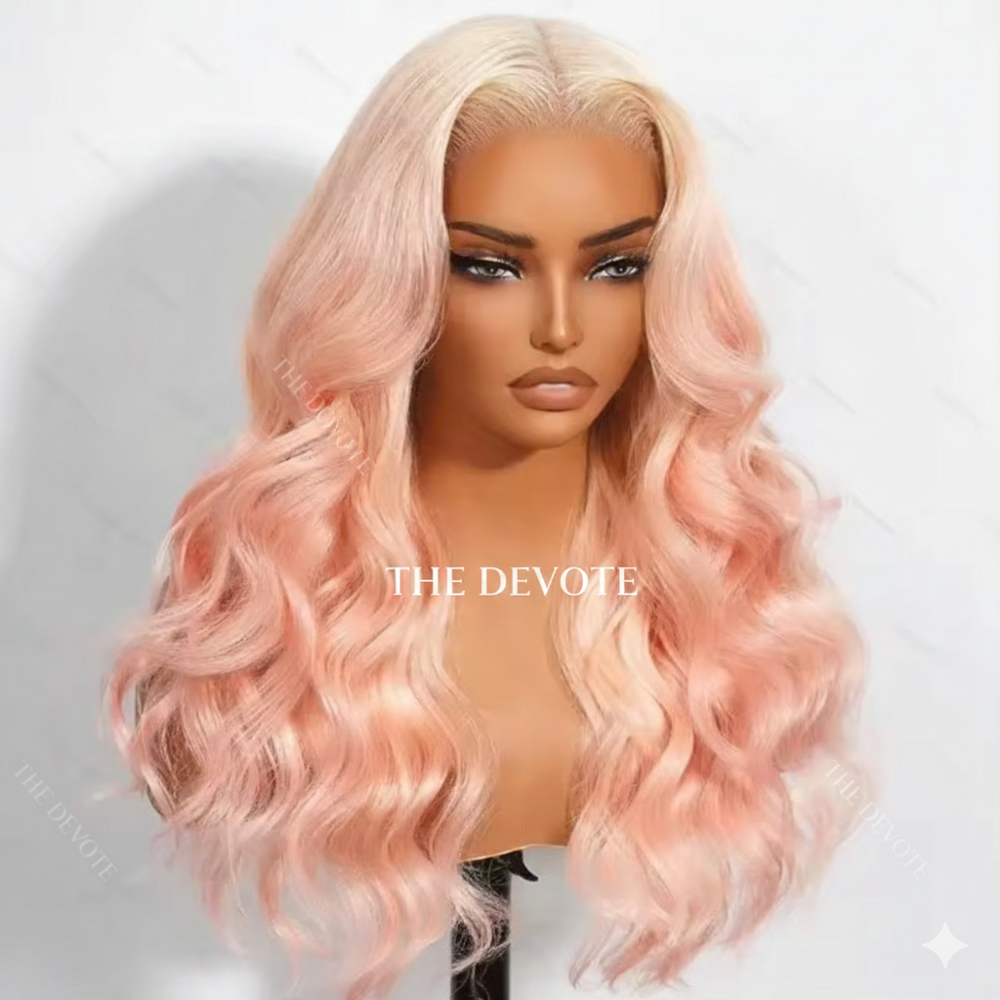The Devote 13x6 Glueless Human Hair Wig | Honey Blonde to Pink Ombre Loose Body Wave Lace Frontal Wig