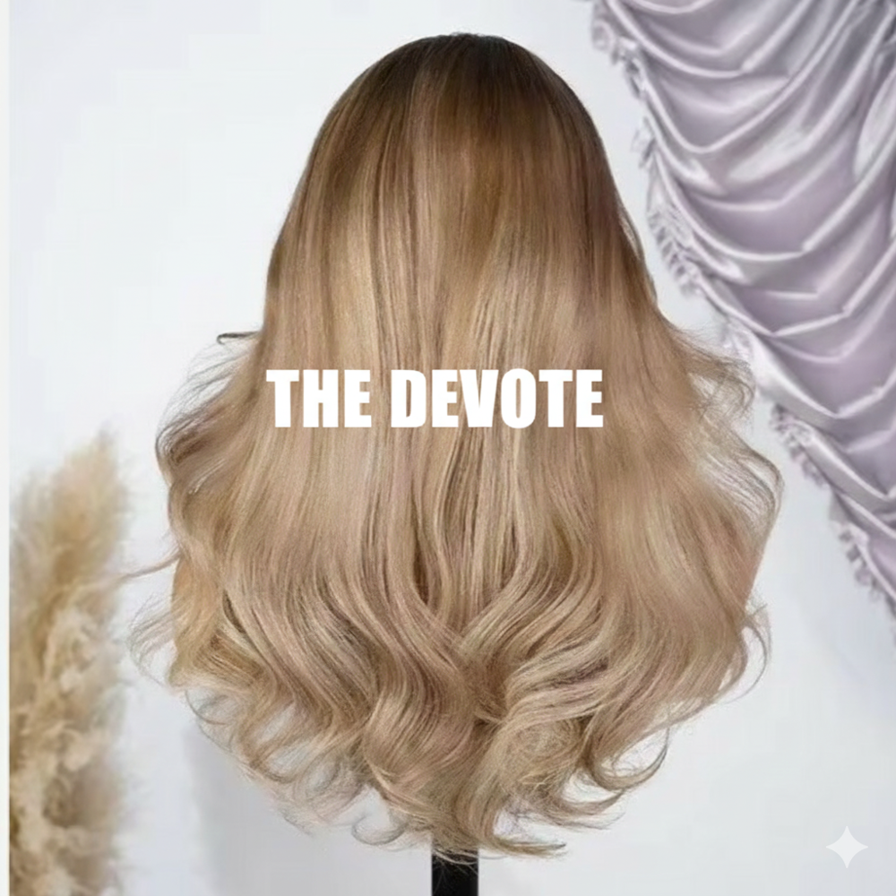 The Devote Ash Blonde Highlight Balayage Human Hair Wig | 6x5 Wear and Go Glueless Body Wave Lace Wig