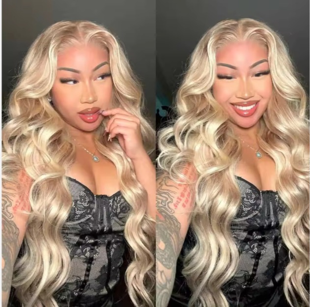 The Devote Ash Blonde Highlight Balayage Human Hair Wig | 6x5 Wear and Go Glueless Body Wave Lace Wig