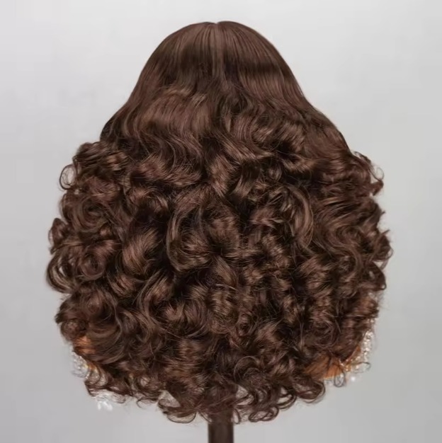 The Devote Chocolate Brown Egg Curl Human Hair Wig | 6 Inch Deep Part Glueless Pre Cut Lace Wig