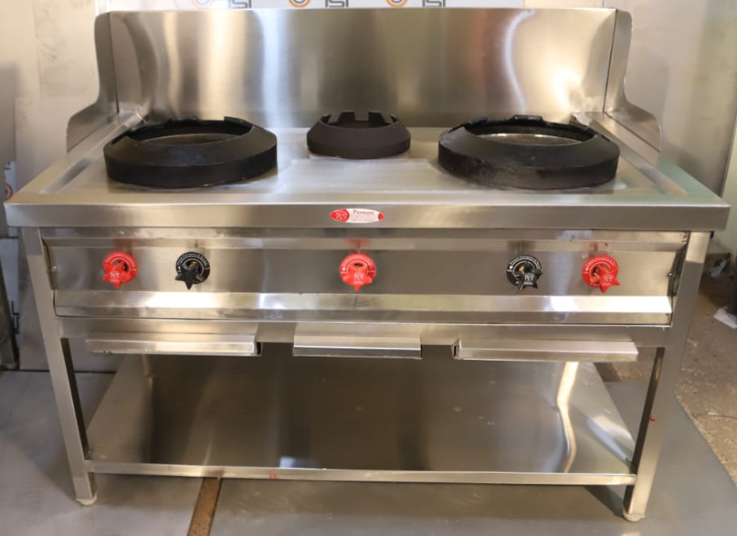 2+1 Burner Chinese Range With B-s - Color: As Per Demand