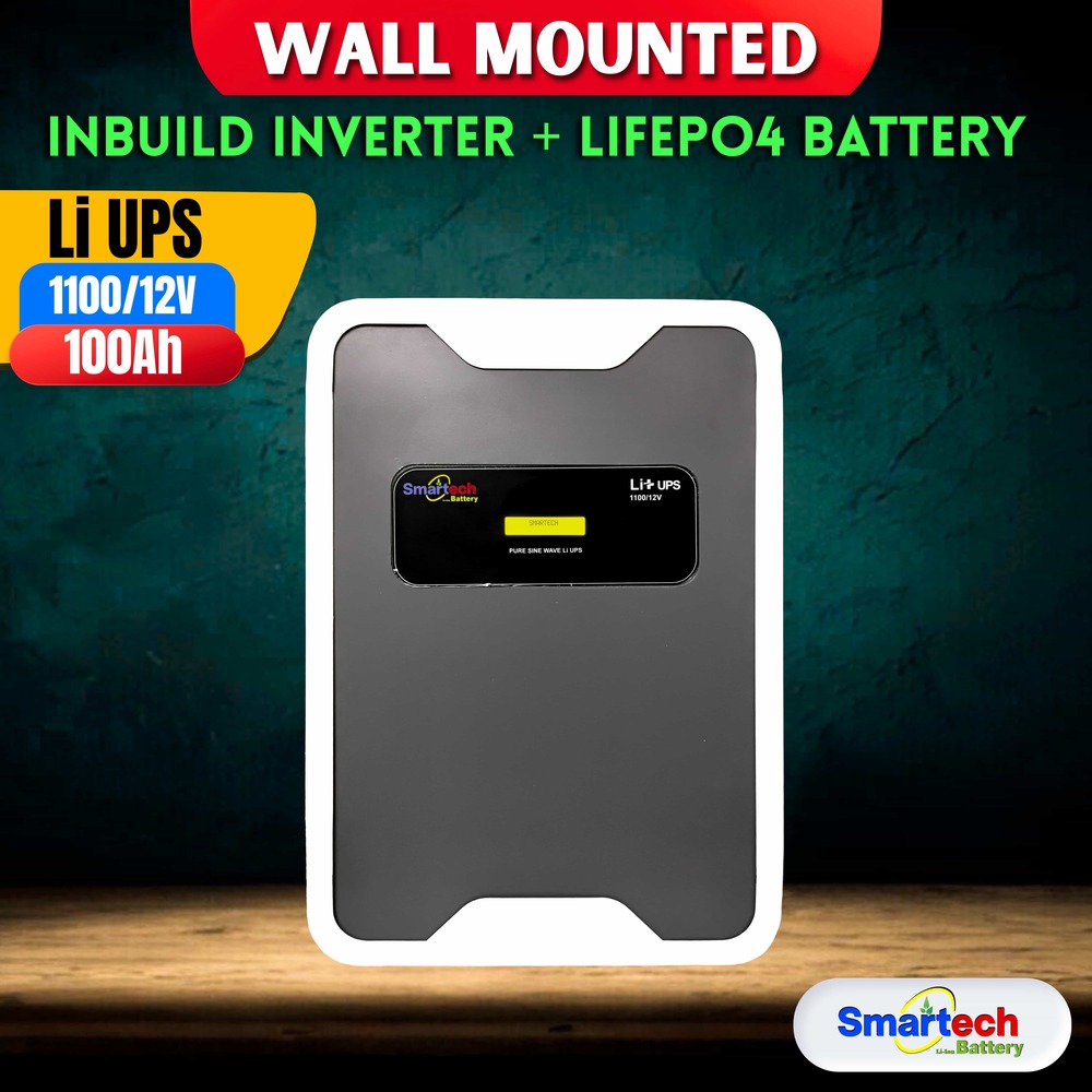 Wall Mounted (Inbuild Inverter + Lifepo4 Battery) Li-Ups 1100/12V -100Ah - Material: Metal