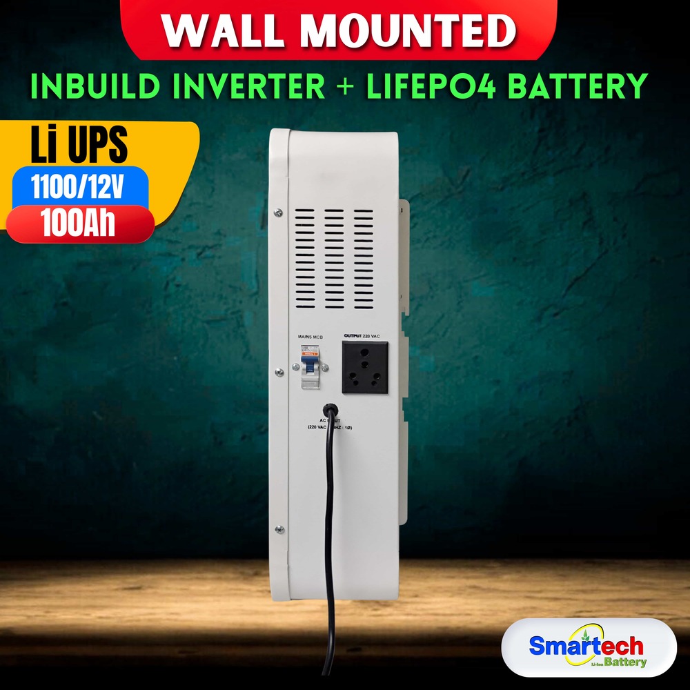 Wall Mounted (Inbuild Inverter + LiFePO4 Battery) Li-UPS 1100/12V -100Ah