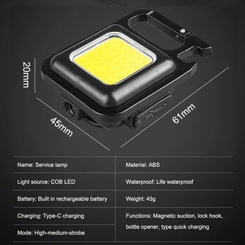 Cob Keychain Light - Material: Plastic & Glass