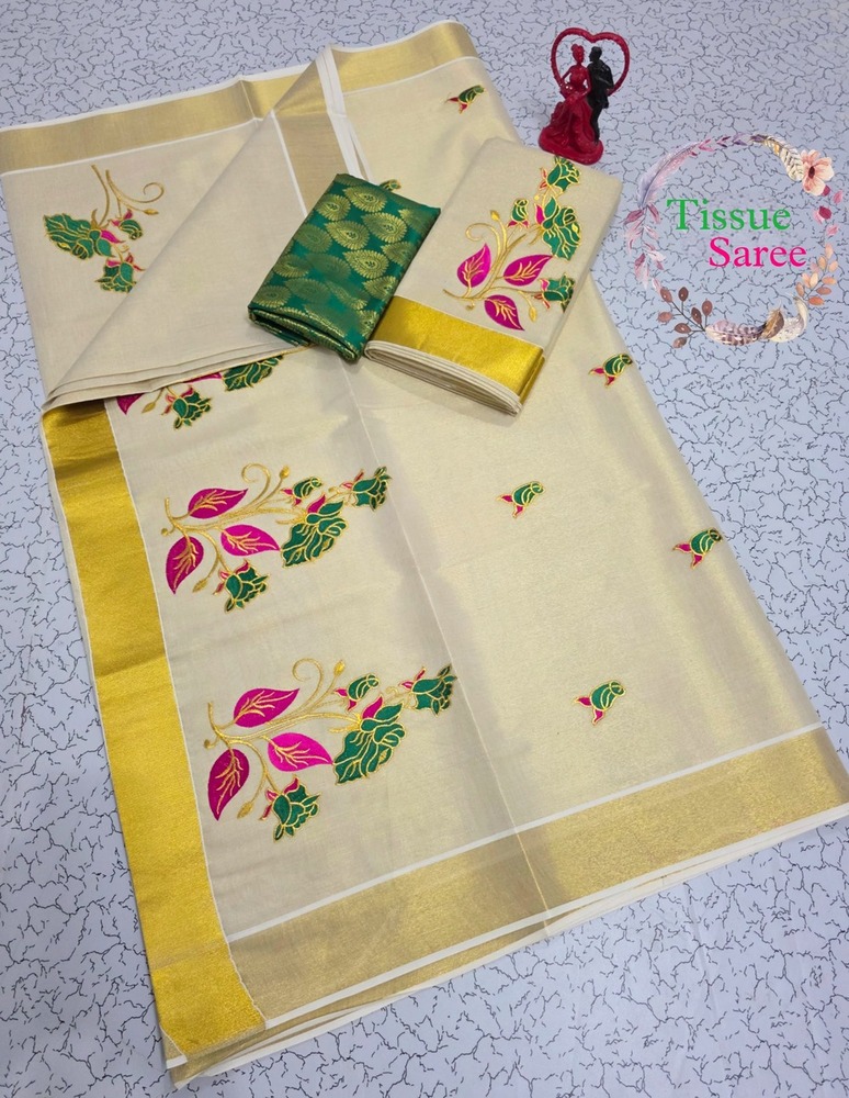 Tissue  linen Saree
