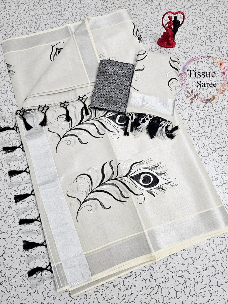 Tissue  Linen Saree - Design: Premium
