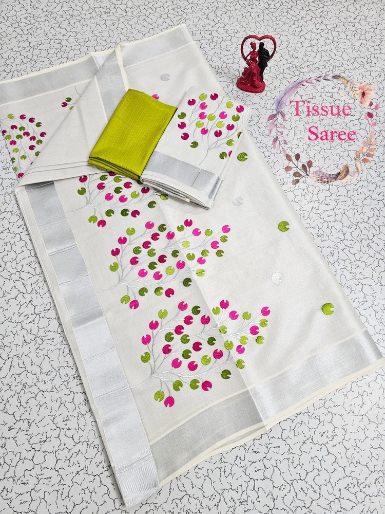 Tissue  linen Saree